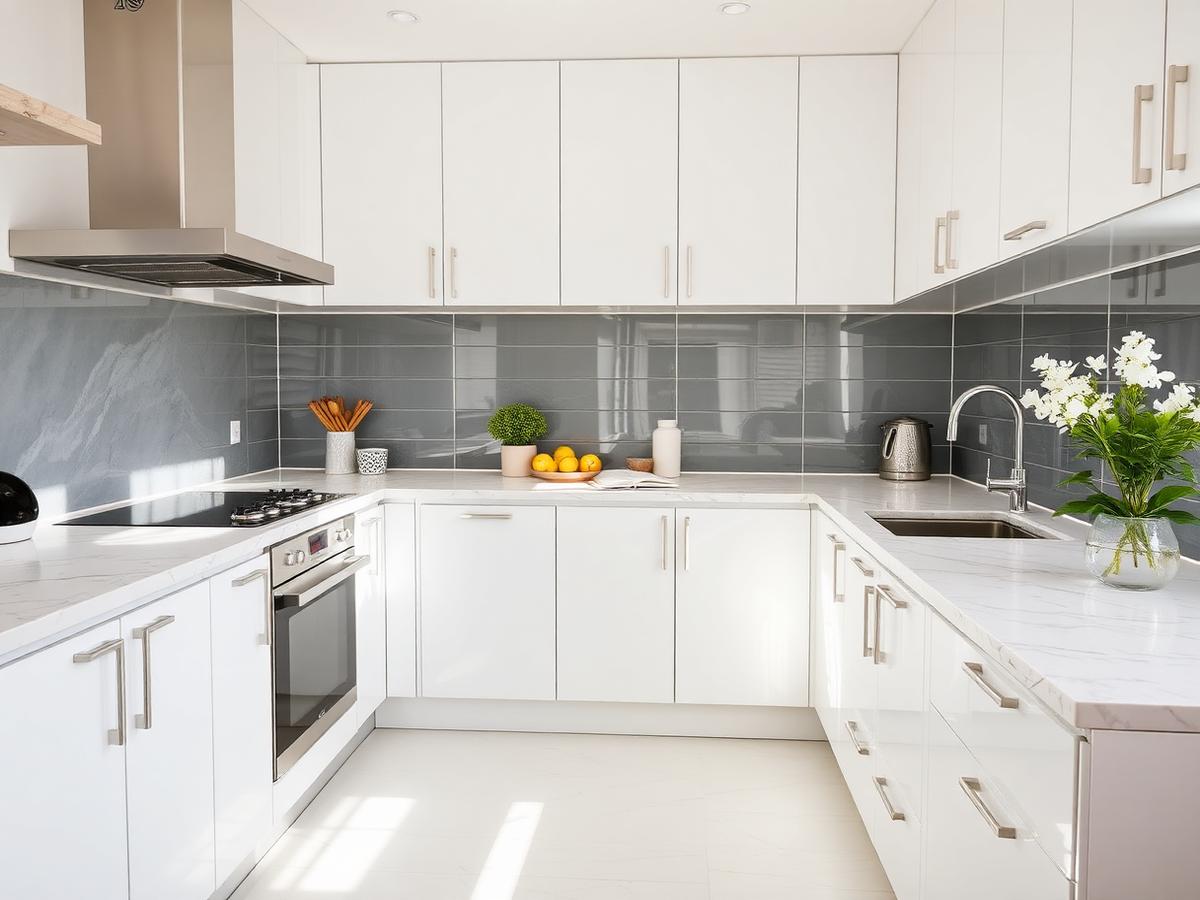 Clean modern kitchen with white cabinets